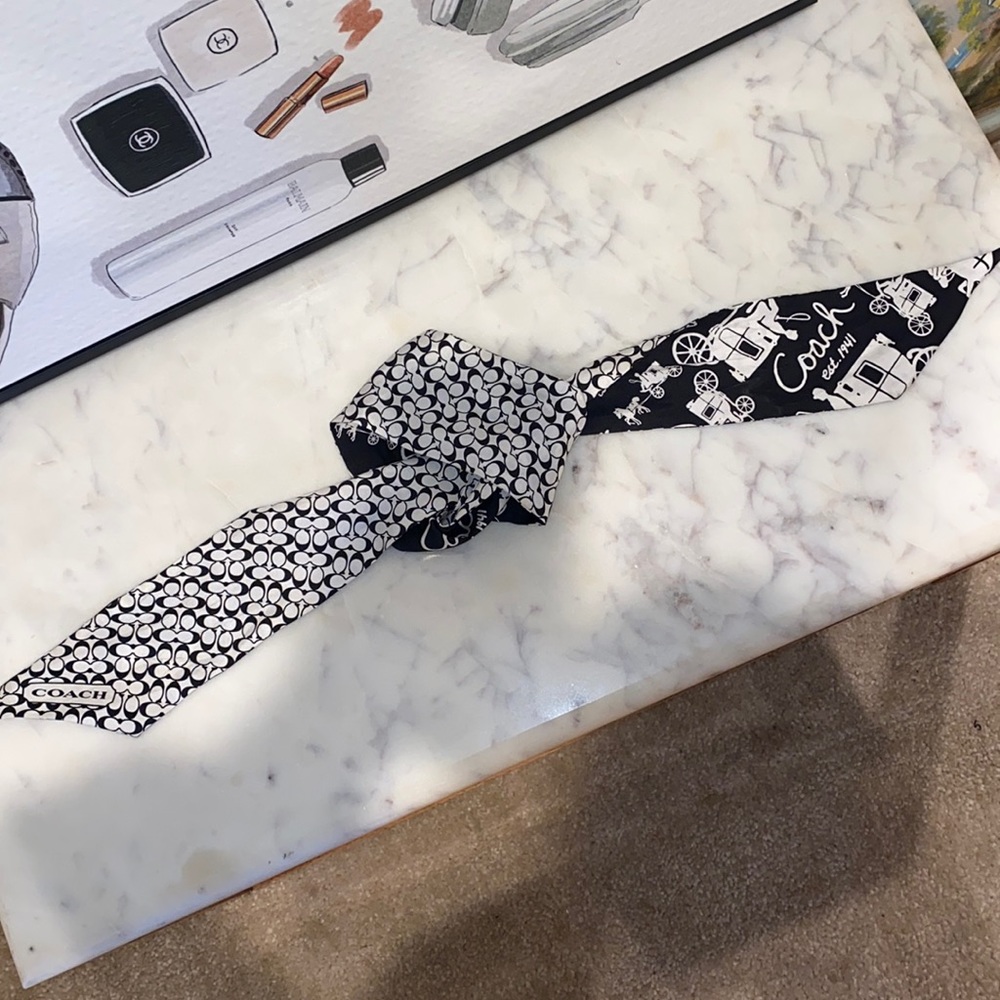 Reversible Coach 100% Silk Skinny Scarf